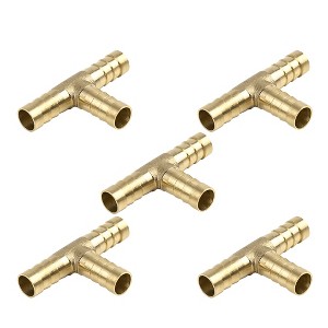 Unique Bargains Hose Barb Brass 3 Way Tee Connector Adaptor for Air Water Gas 5 Pcs - 1 of 4