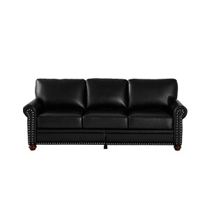 TiramisuBest Modern Black PU Leather Loveseat Sofa, Compact Faux Leather Couch for Apartments & Homes - 1 of 4
