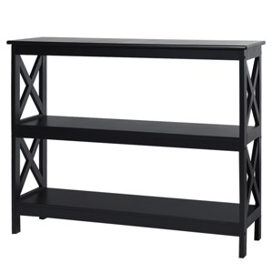 Tangkula Industrial 3-Tier Console Table X-Design Bookshelf Narrow Accent Table Black/Brown - 1 of 4