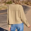 Women's Woven Khaki Waffle Collared Button-Up Jacket -Cupshe - 4 of 4