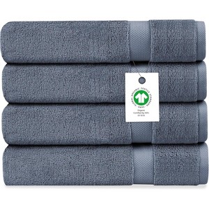 Delara 100% Organic Cotton 650 GSM Long Staple, Soft, Quick Dry & Ultra-Absorbent Bath Sheet (Pack of 4) - 1 of 4