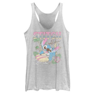 Women's Lilo & Stitch Surfing Stitch Racerback Tank Top - 1 of 4