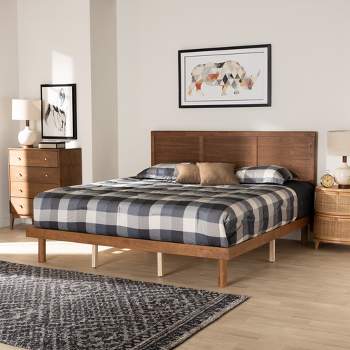 Baxton Studio Daina Mid-Century Modern Walnut Wood Platform Bed