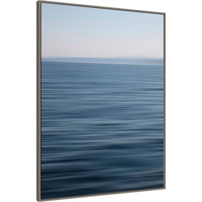 42" x 32" Abstract Blue Horizon Framed Canvas Wall Art