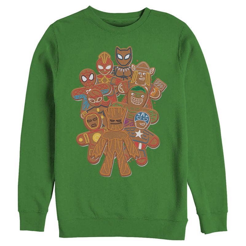 Men's Marvel Christmas Gingerbread Cookie Heroes Sweatshirt, 1 of 4