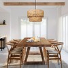 LNC Holophankton 6-Light 26" Coastal Larger Tiered Drum Chandelier, Matte Black Canopy with Natural Rattan Shade - 4 of 4