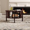 Zeus & Ruta 30.3" Round Mid-Century Coffee Table with Sliding Door Storage for Small Living Spaces - 4 of 4