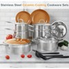 17PC Professional Stainless Steel Induction Cookware Set, Stainless Steel Ceramic Nonstick Pan Set, Impact-bonded Technology - 2 of 4