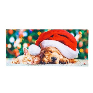 Evergreen Santa Puppy and Kitten Sassafras Indoor Outdoor Switch Doormat 1'10"x10" Multicolored - 1 of 4