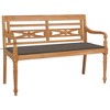vidaXL Bench Taupe, Natural Teak Solid Teak Wood, 100% Polyester (Cushion) - 2 of 4