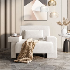 48'' Polyester Upholstered Oversized Armchair with Asymmetrical Armrest, Built-In Storage and Soft Cushion - 1 of 4