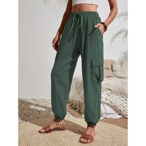 Coolmee Womens Cargo Pants with Pocket Workout Athletic Joggers Drawstring Casual Travel Outdoor Camping Hiking Pants - 1 of 4