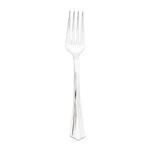 Smarty Had A Party Metallic Groove Silver Plastic Forks - 1200 pcs - 1 of 4