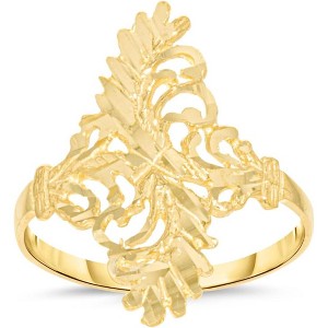 10k Yellow Gold 22.3mm Double Leaf Openwork Filigree Ring - 1 of 4