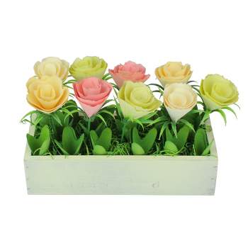 Northlight 9.5" White/Pink Artificial Flowers in Spring Planter