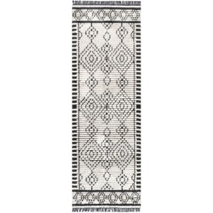 Nuloom Iliana Soft Shag Geometric Diamond Fringe Kitchen Runner Indoor Area Rug - Hallway, Entryway, 2' 8" x 8', Beige - 1 of 4