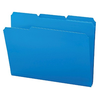 SMead Waterproof Poly File Folders, 1/3 Cut Top Tab, Letter, Blue, 24/Box