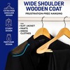 Lifemaster Solid Wooden Hangers for Clothes - Heavy Duty Suit Hanger Set with Chrome 360° Swivel Hook- Wide Shoulder Wooden Coat Hangers - 3 of 4