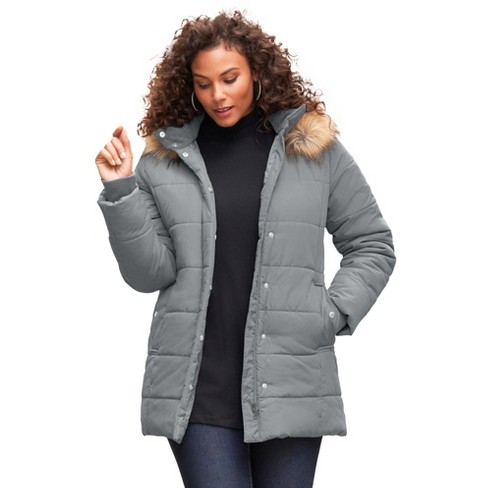 Roaman s Women s Plus Size Classic length Quilted Puffer Jacket