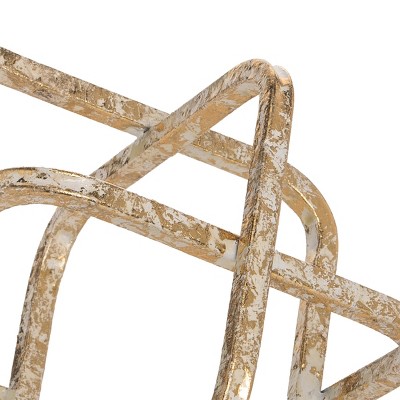 Small Distressed Gold Geometric Metal Cube Sculpture