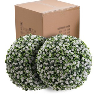 Large Hanging Artificial Topiary Balls Set of 2 for Indoor and Outdoor Balcony Porch, Wedding, Home Decor - 1 of 4
