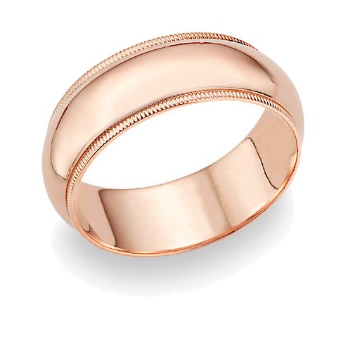 Pompeii3 10mm Milgrain Plain High Polished Dome Wedding Band 10k White, Yellow, Rose Gold - image 1 of 2