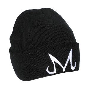 Dragon Ball Z Majin Symbol Embroidery On Black Ribbed Acrylic Knit Cuff Beanie - 1 of 4