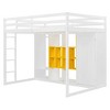Sapphtopaz Wood Loft Bed with Wardrobe & Storage Cabinet,Versatile Bed Frame with Ladder & Guardrail,Space-Saving Bed for Adults&Teen - 3 of 4
