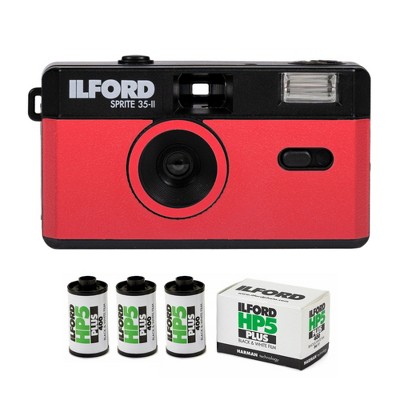 Ilford Black/Red Camera w/ 3 Pack B&W Film