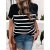 Women's Color Block Short Sleeve Sweater - Stylish Casual Knit Pullover Top with Contrast Trim - 4 of 4