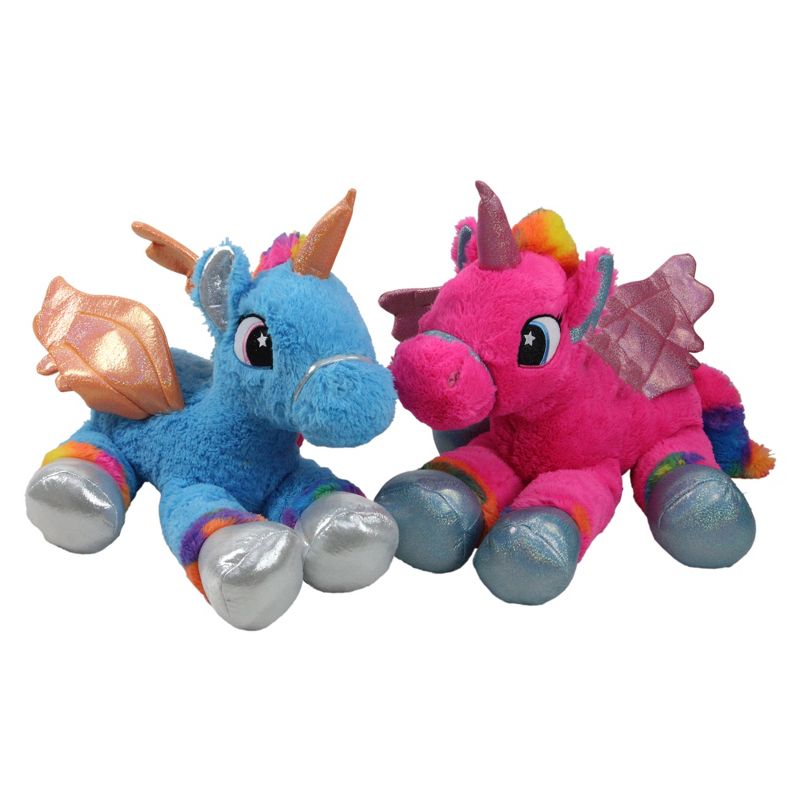 Northlight Super Soft and Plush Unicorns Stuffed Animal Figures - 23.5" - Set of 2 - Pink and Blue, 1 of 5