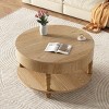 31.5" Round Coffee Table with Flip-Top Hidden Storage and Open Shelf, Two-Tier Accent Table with Wood Legs for Living Room - Panipeachy - 3 of 4