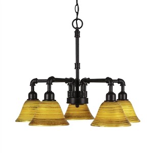 Toltec Lighting Vintage 5 - Light Chandelier in  Dark Granite with 7" Firré Saturn Shade - 1 of 1
