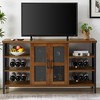 55 Inch Wine Bar Cabinet For Liquor Glasses Industrial Coffee Cabinet With Wine Rack Sideboard Buffet Cabinet For Dinning Room Living Room Oak Brown - 2 of 4