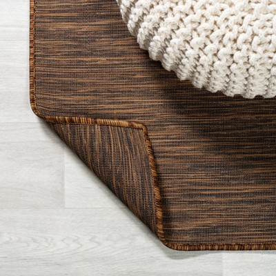 Modern Flatweave Solid Brown Synthetic Area Rug - Easy Care