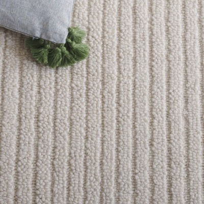 Ivory Beige Hand-Tufted Wool Rectangular Area Rug 4' x 6'