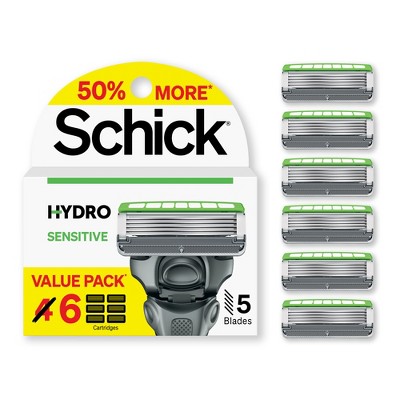 Schick Hydro Sensitive Razor Blade Refills – Men's Razor Refills, Razor Blades for Men - Trial Size – 6 Razor Refills