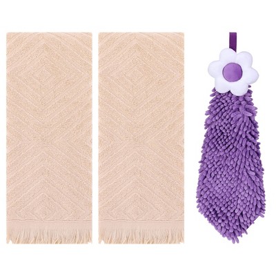 REGALWOVEN 3 Pcs Bathroom Soft and Absorbent Decorative Hand Towel
