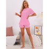 INSPIRE CHIC Women's Pajama Set Short Sleeve Lounge Set Elastic Shorts 2 Piece Pjs Sets with Pockets - 2 of 4