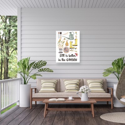 Life is Better in the Garden Outdoor Canvas Print