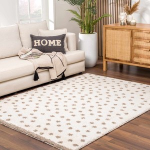 Hauteloom Chaia Dotted Cream & Brown Plush Rug - 1 of 4