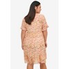ellos Plus Size Sheer Ruffle Trim Dress With Keyhole Neckline - 3 of 4