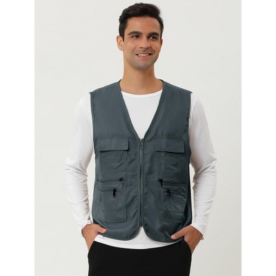 Jaycargogo Mens Stand Collar Quilted Sleeveless Vest Jacket Zip Up Top