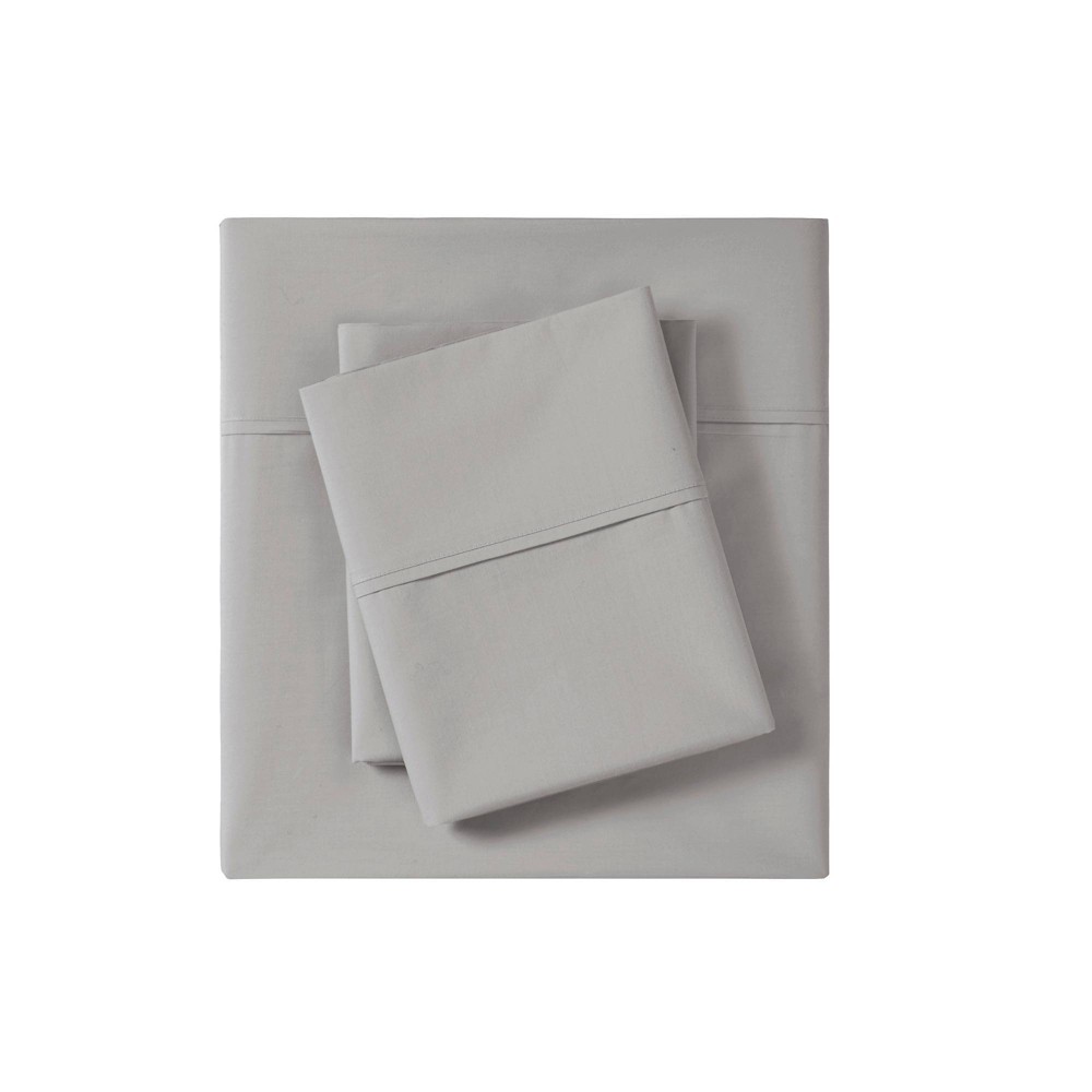 King 200 Thread Count Cotton Peached Percale Sheet Set Gray