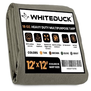 WHITE DUCK Heavy Duty Canvas Tarp, 18 oz Water-Resistant Cotton with Reinforced Edges & Stainless Steel Grommets - 1 of 4
