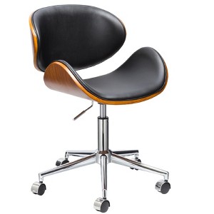 HomeRoots Brown Black and Silver Adjustable Height Swivel Rolling Office Chair - 1 of 4