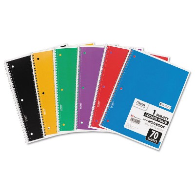 Mead Spiral Bound Notebook Perforated College Rule 10 1/2 x 8 White 70 Sheets 05512