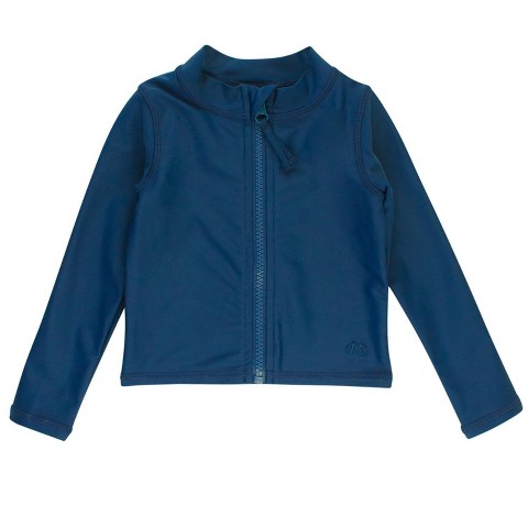 RuggedButts RuffleButts Gender Inclusive Long Sleeve Full Zip Rash Guard - Navy, 5