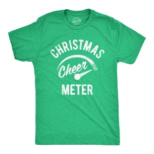 Mens Christmas Cheer Meter Tshirt Funny Holiday Xmas Party Graphic Tee - Crazy Dog Men's T Shirt - 1 of 4