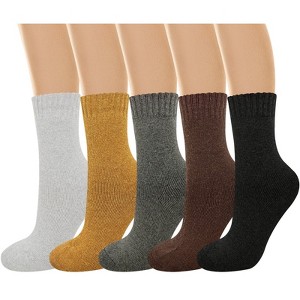 Wrapables Thick Thermal Warm Merino Wool Hiking Socks for Women (Set of 5) - 1 of 4
